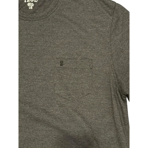 IZOD MENS SALTWATER SOFT WASH POCKET CREW T-SHIRT - CHARCOAL GRAY/BLACK SZ L - Picture 4 of 8